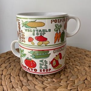 Vintage WCL Vegetable Theme Soup Mugs